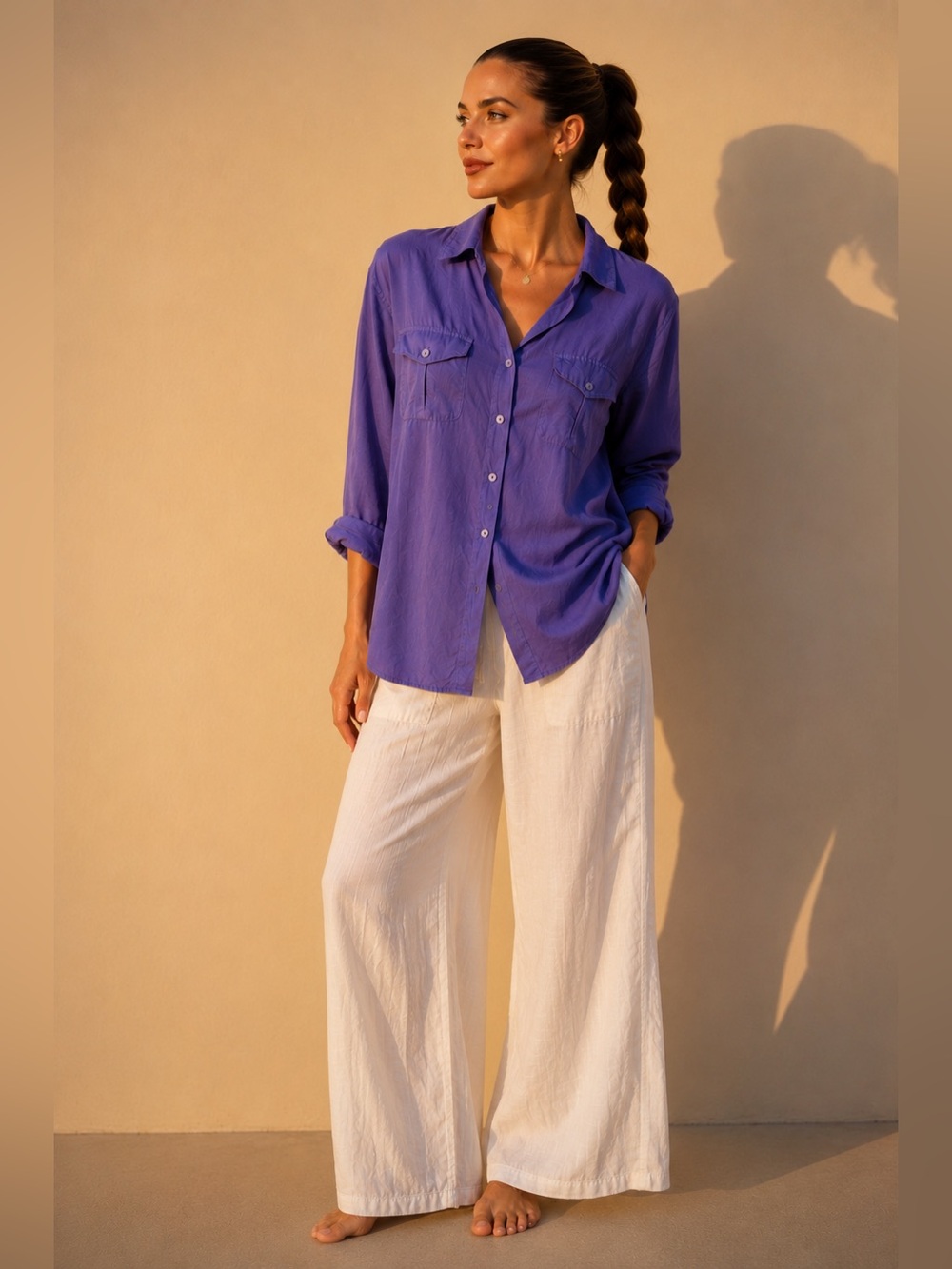 Vintage‎ 90s Christie & Jill 100% Silk Violet Button Up Blouse M Quiet Luxury
